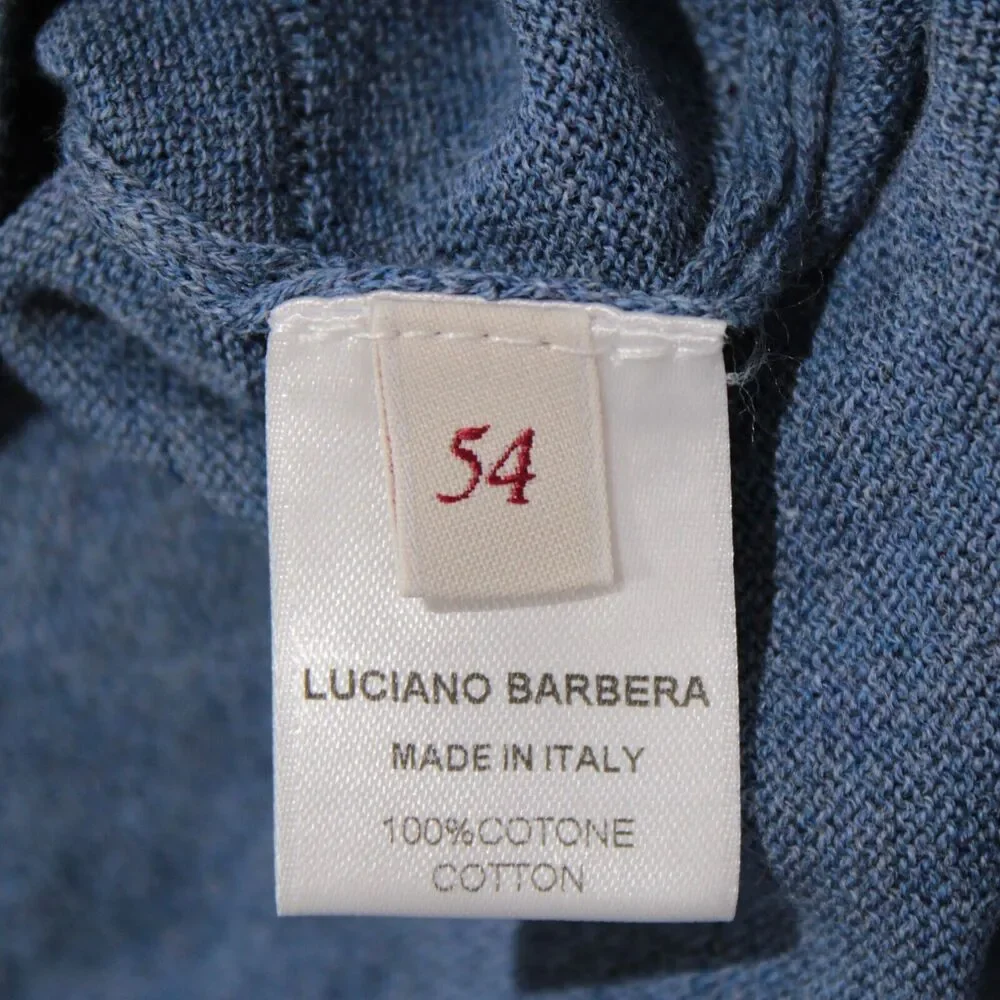 Luciano Barbera NWT Hooded Sweater Size 54 US XL in Blue 100% Cotton - Picture 8 of 8